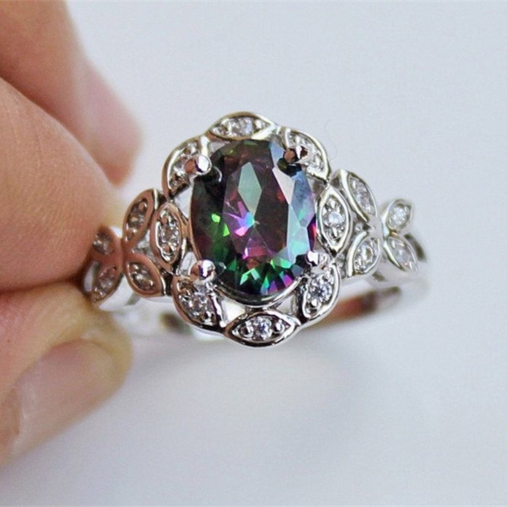 Victorian Style Mystic Topaz Ring